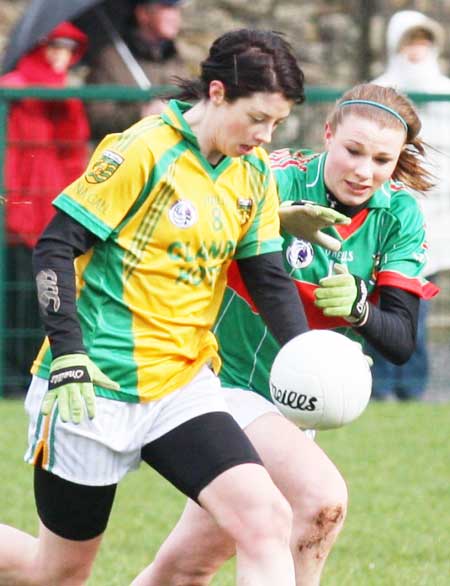 Action from the 2011 NFL division two clash between Donegal and Mayo in Father Tierney Park.