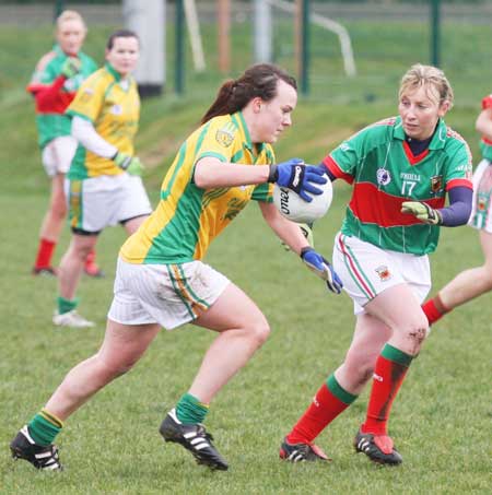 Action from the 2011 NFL division two clash between Donegal and Mayo in Father Tierney Park.