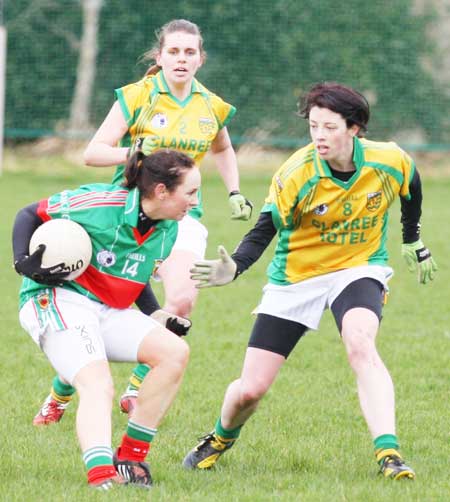 Action from the 2011 NFL division two clash between Donegal and Mayo in Father Tierney Park.