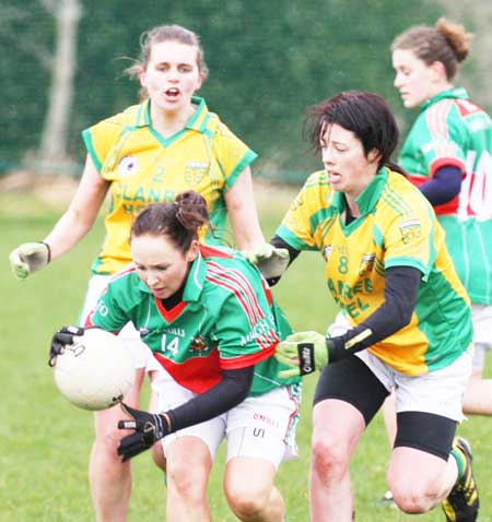 Action from the 2011 NFL division two clash between Donegal and Mayo in Father Tierney Park.