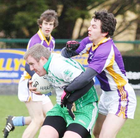 Action from the challenge game between Aodh Ruadh and Derrygonnelly Harps.