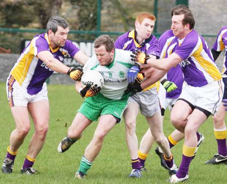 Action from the challenge game between Aodh Ruadh and Derrygonnelly Harps.