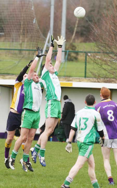 Action from the challenge game between Aodh Ruadh and Derrygonnelly Harps.