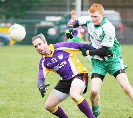 Action from the challenge game between Aodh Ruadh and Derrygonnelly Harps.