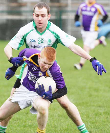 Action from the challenge game between Aodh Ruadh and Derrygonnelly Harps.