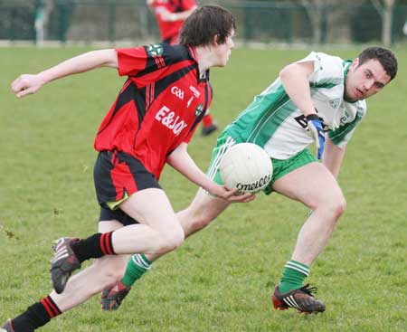 Action from the reserve senior division three match against Naomh Bríd.