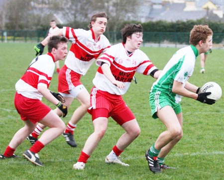 Action from the minor league clash between Aodh Ruadh and Saint John's.
