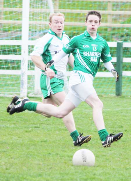 Action from the senior division three match against Naomh Mhuire.