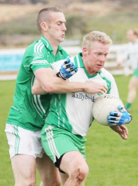 Action from the senior division three match against Naomh Mhuire.