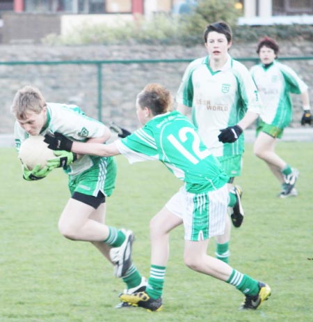 Action from the under 16 league clash between Aodh Ruadh and Naomh Mhuire.