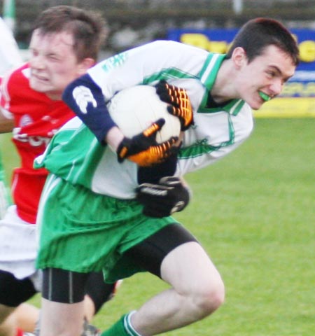 Action from the under 18 league clash between Aodh Ruadh and Dungloe.