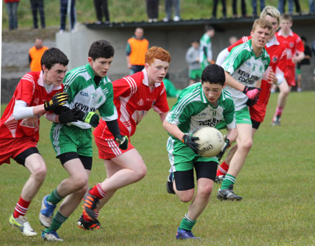 Action from the Southern Minor League final between Aodh Ruadh and Killybegs.