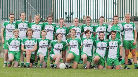 Action from the ladies league clash between Aodh Ruadh and MacCumhaills in Pirc Aoidh Ruaidh.