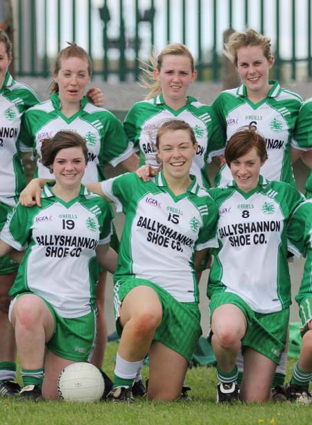 Action from the ladies league clash between Aodh Ruadh and MacCumhaills in Pirc Aoidh Ruaidh.