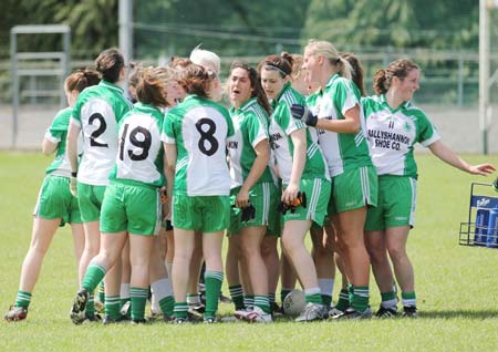 Action from the ladies league clash between Aodh Ruadh and MacCumhaills in Pirc Aoidh Ruaidh.