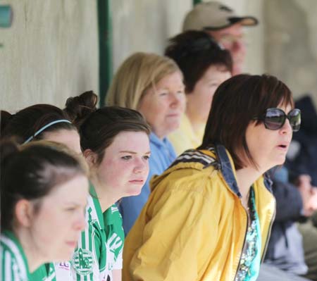 Action from the ladies league clash between Aodh Ruadh and MacCumhaills in Pirc Aoidh Ruaidh.