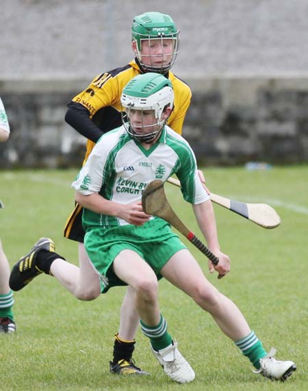 Action from the under 14 hurling game between Aodh Ruadh and Saint Eunan's.