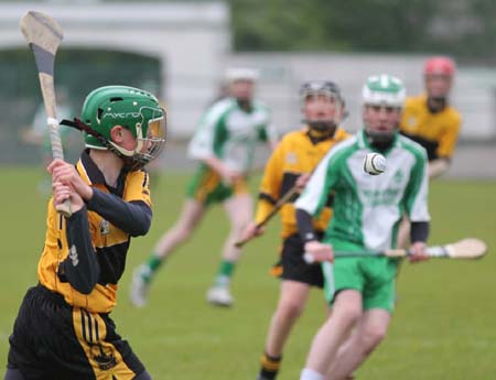 Action from the under 14 hurling game between Aodh Ruadh and Saint Eunan's.