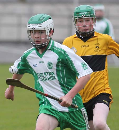 Action from the under 14 hurling game between Aodh Ruadh and Saint Eunan's.