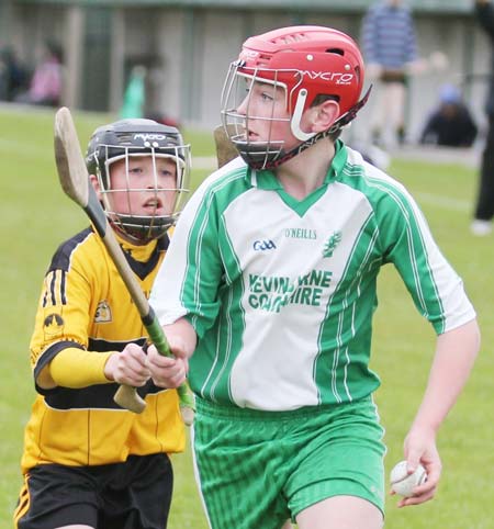 Action from the under 14 hurling game between Aodh Ruadh and Saint Eunan's.