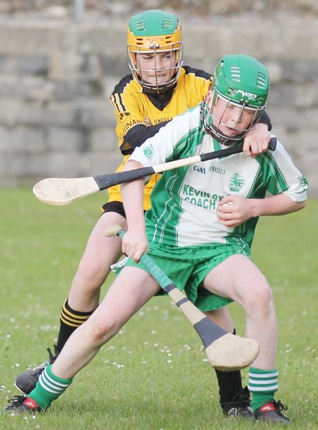 Action from the under 14 hurling game between Aodh Ruadh and Saint Eunan's.