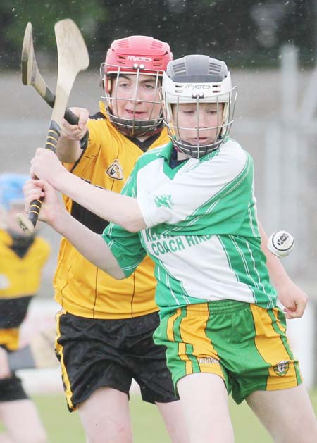 Action from the under 14 hurling game between Aodh Ruadh and Saint Eunan's.