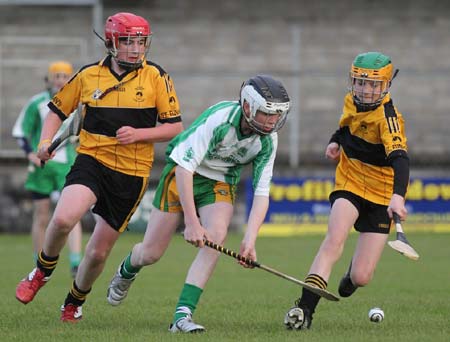 Action from the under 14 hurling game between Aodh Ruadh and Saint Eunan's.