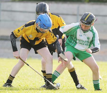 Action from the under 14 hurling game between Aodh Ruadh and Saint Eunan's.