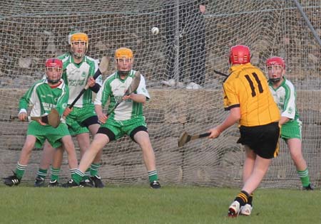 Action from the under 14 hurling game between Aodh Ruadh and Saint Eunan's.