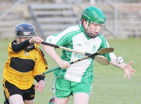 Action from the under 14 hurling game between Aodh Ruadh and Saint Eunan's.