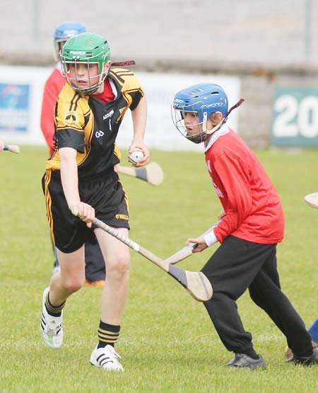 Action from the under 14 hurling blitz at Father Tierney Park.