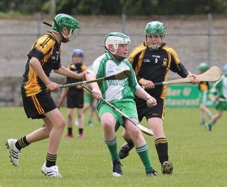 Action from the under 14 hurling blitz at Father Tierney Park.