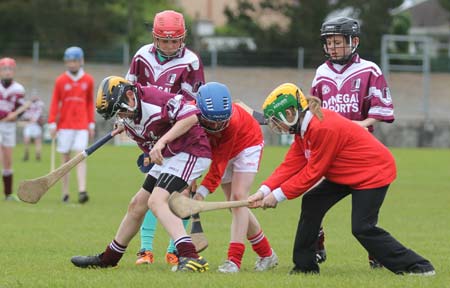 Action from the under 14 hurling blitz at Father Tierney Park.