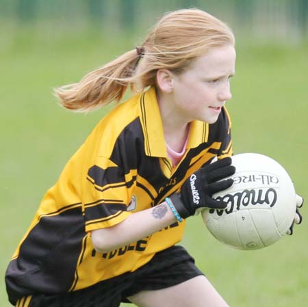 Action from the under 12 girls challenge between Aodh Ruadh and Erne Gaels in Pirc Aoidh Ruaidh.