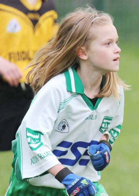 Action from the under 12 girls challenge between Aodh Ruadh and Erne Gaels in Pirc Aoidh Ruaidh.