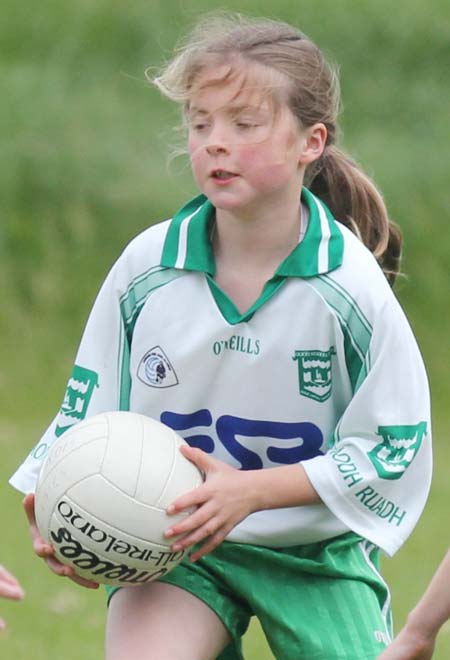 Action from the under 12 girls challenge between Aodh Ruadh and Erne Gaels in Pirc Aoidh Ruaidh.