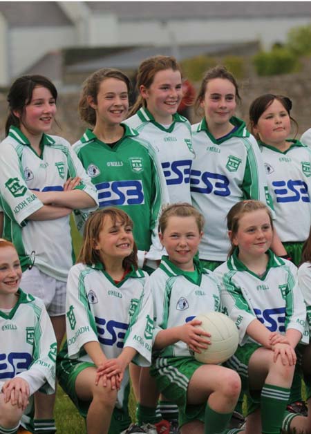 Action from the under 12 girls challenge between Aodh Ruadh and Erne Gaels in Pirc Aoidh Ruaidh.