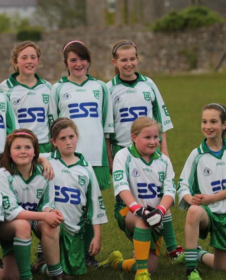 Action from the under 12 girls challenge between Aodh Ruadh and Erne Gaels in Pirc Aoidh Ruaidh.