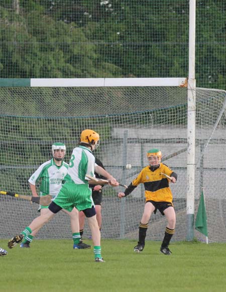 Action from the under 14 hurling game between Aodh Ruadh and Saint Eunan's.