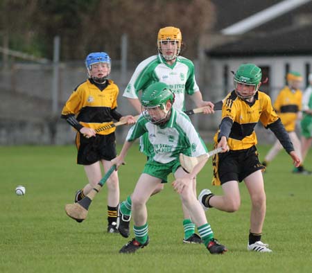 Action from the under 14 hurling game between Aodh Ruadh and Saint Eunan's.