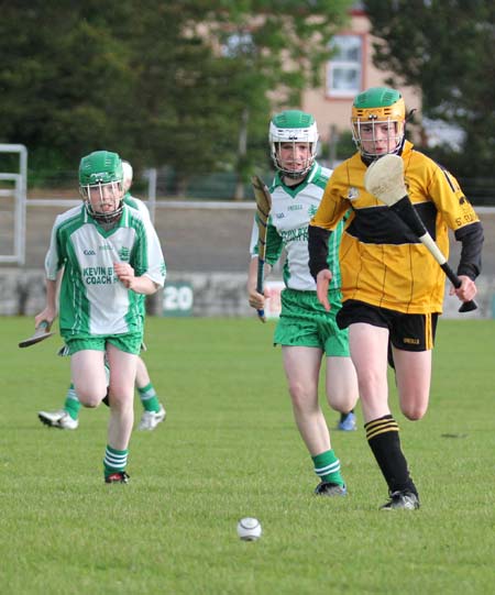 Action from the under 14 hurling game between Aodh Ruadh and Saint Eunan's.