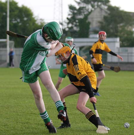 Action from the under 14 hurling game between Aodh Ruadh and Saint Eunan's.