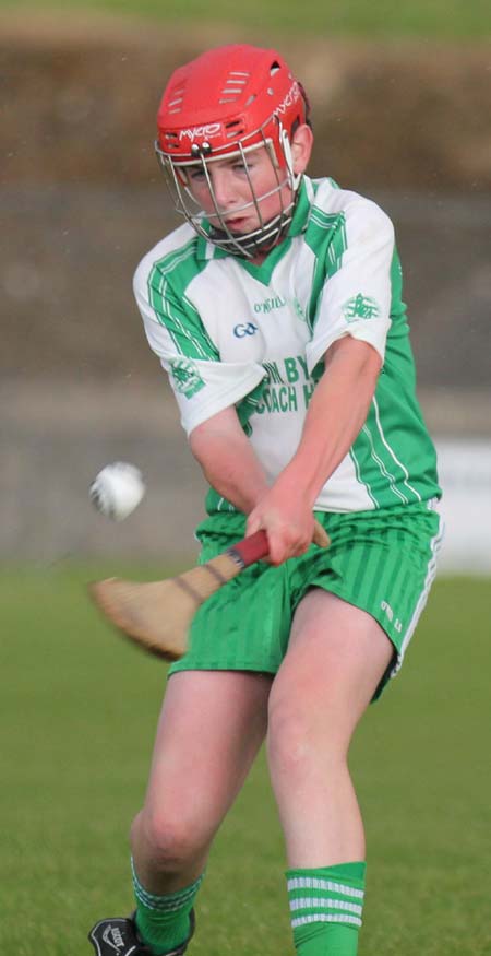 Action from the under 14 hurling game between Aodh Ruadh and Saint Eunan's.