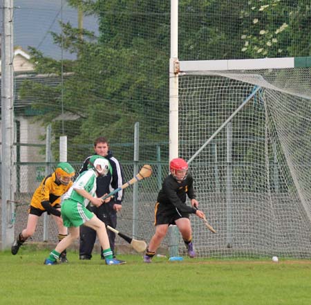 Action from the under 14 hurling game between Aodh Ruadh and Saint Eunan's.