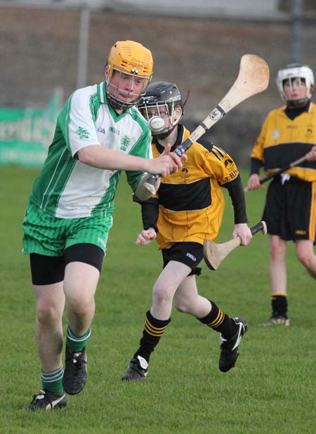 Action from the under 14 hurling game between Aodh Ruadh and Saint Eunan's.