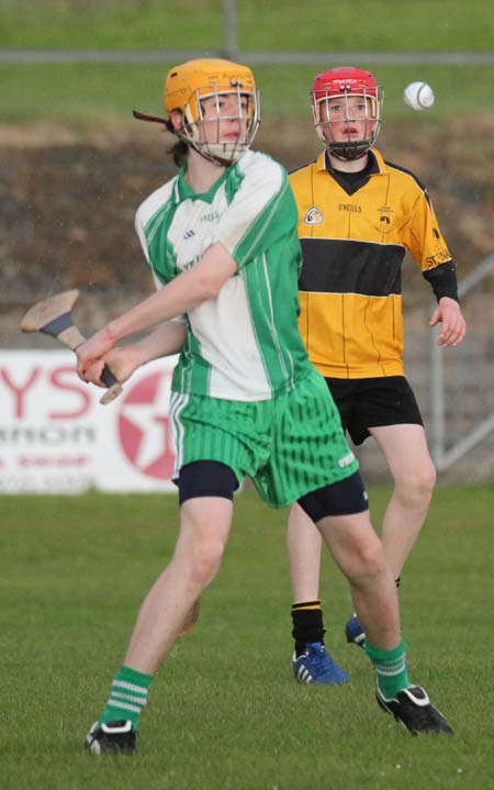 Action from the under 14 hurling game between Aodh Ruadh and Saint Eunan's.