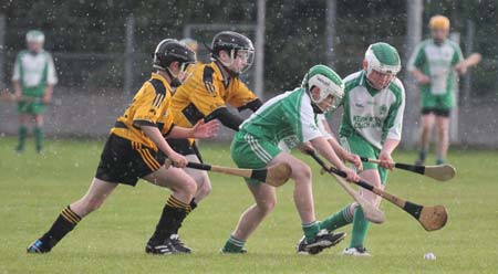 Action from the under 14 hurling game between Aodh Ruadh and Saint Eunan's.