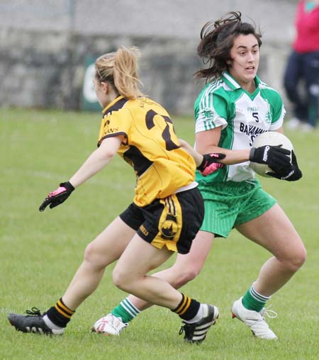 Action from the under 12 girls challenge between Aodh Ruadh and Erne Gaels in Pirc Aoidh Ruaidh.