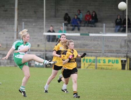 Action from the under 12 girls challenge between Aodh Ruadh and Erne Gaels in Pirc Aoidh Ruaidh.