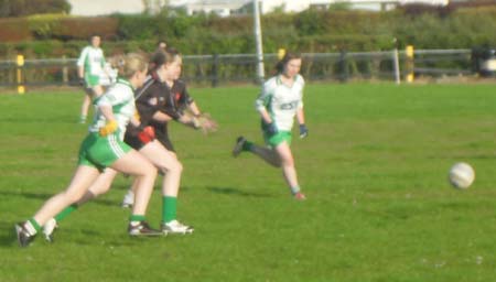 Action from the 2011 ladies under 14 B championship final between Aodh Ruadh and Urris.